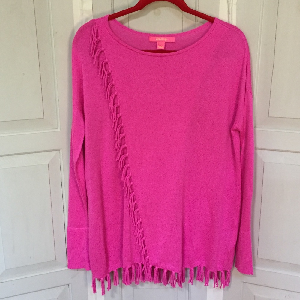 Lilly Pulitzer Pink Fringe Sweater